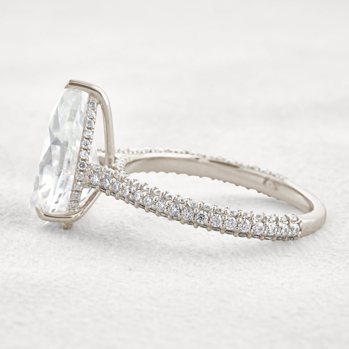 5.37 CT Pear Cut Pave Moissanite Engagement Ring