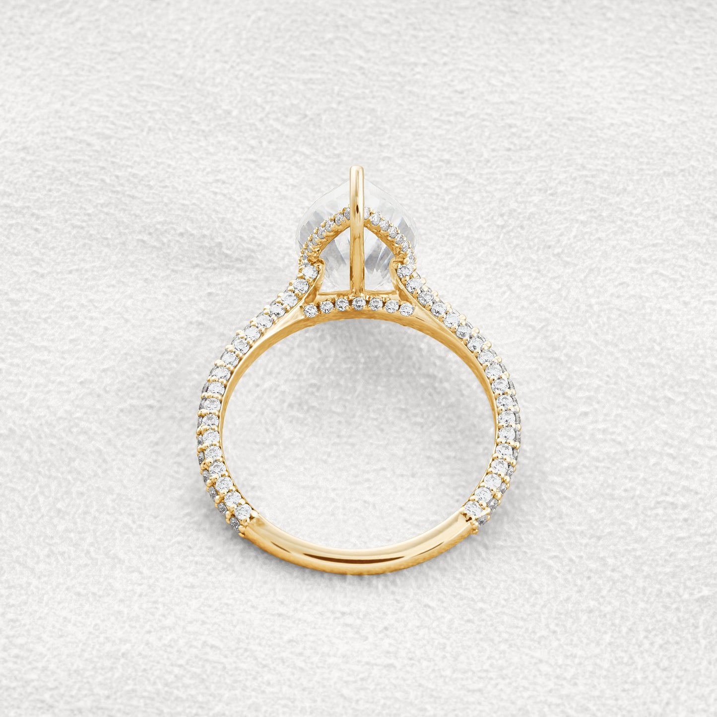 5.37 CT Pear Cut Pave Moissanite Engagement Ring