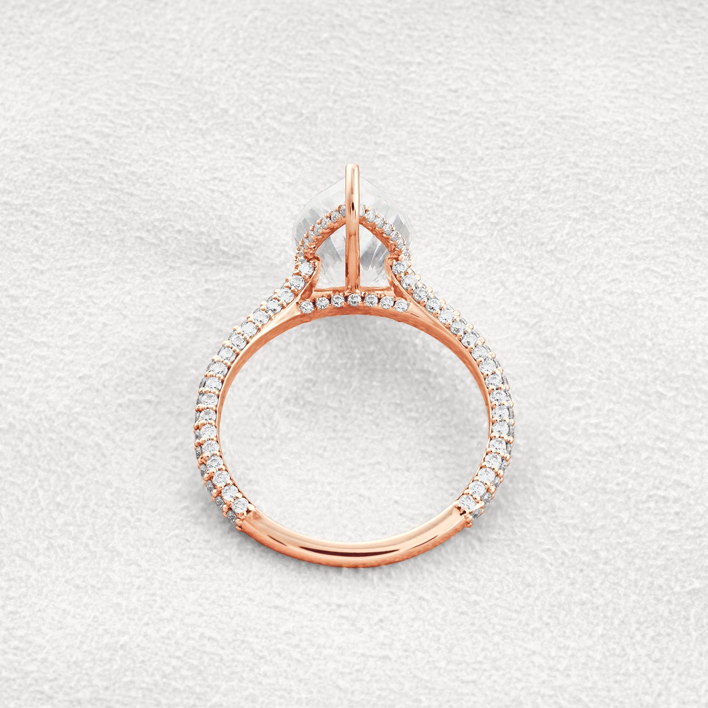 5.37 CT Pear Cut Pave Moissanite Engagement Ring