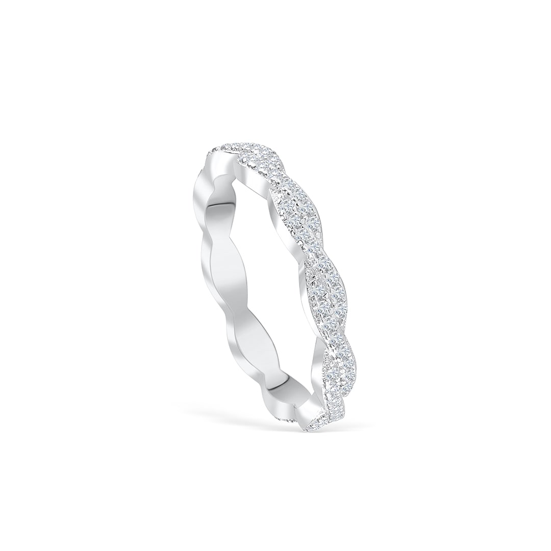 0.34 CT Round Moissanite Diamond Twisted Wedding Band