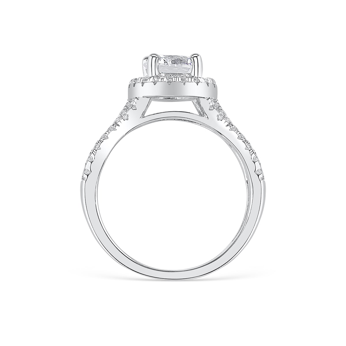 1.50 CT Oval Moissanite Diamond Halo Engagement Ring
