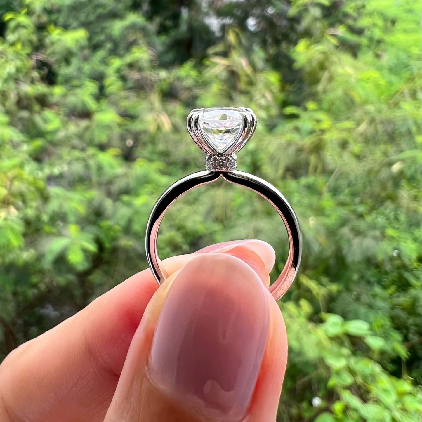 2.0 CT Cushion Moissanite Diamond Hidden Halo Engagement Ring