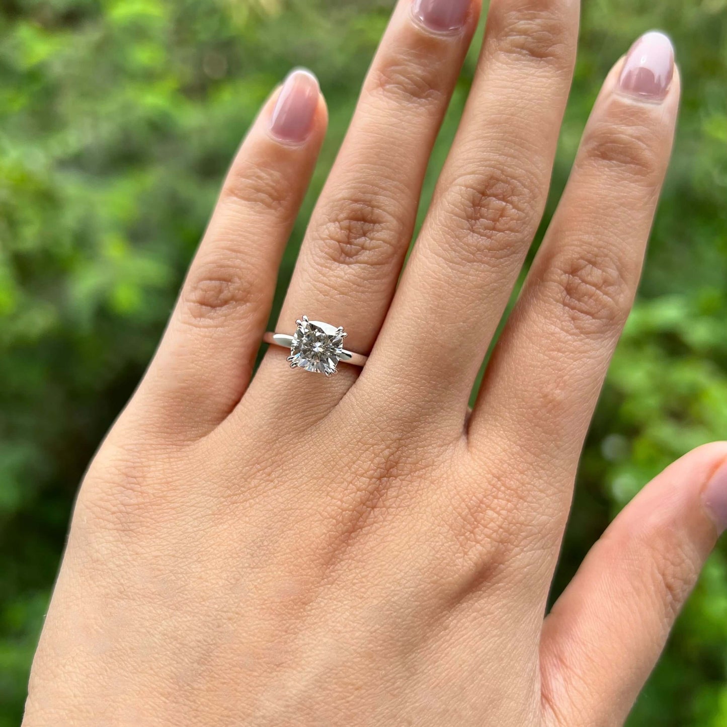2.0 CT Cushion Moissanite Diamond Hidden Halo Engagement Ring