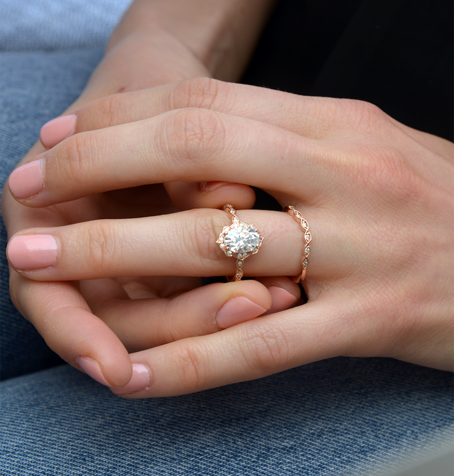 1.33 CT Oval Moissanite Diamond Vintage Engagement Ring