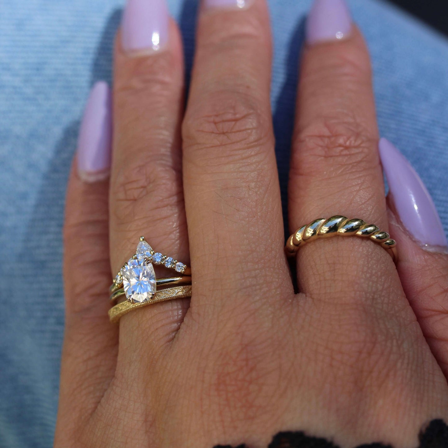 1.22 CT Elongated Cushion Moissanite Diamond Solitaire Engagement Ring