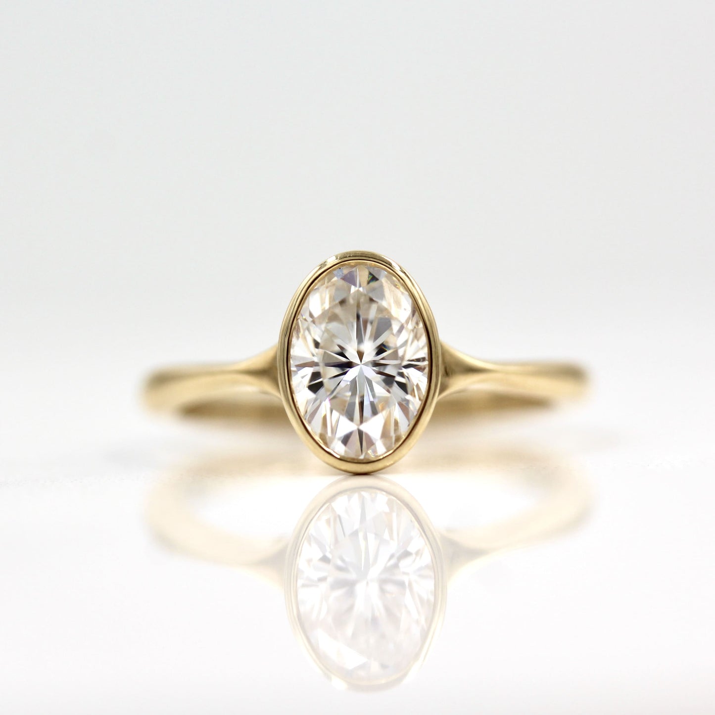 2.0-3.75 CT Oval Moissanite Diamond Bezel Solitaire Engagement Ring