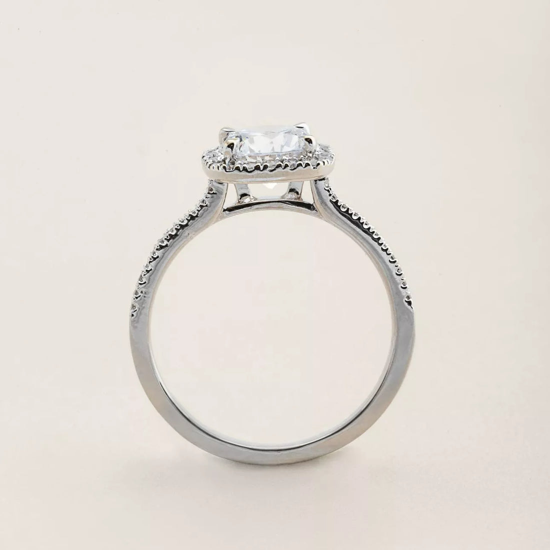 2.0 CT Pear Cut Halo Moissanite Engagement Ring