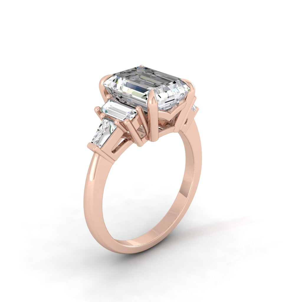 5.75 CT Emerald Moissanite Diamond Multi Stones Engagement Ring