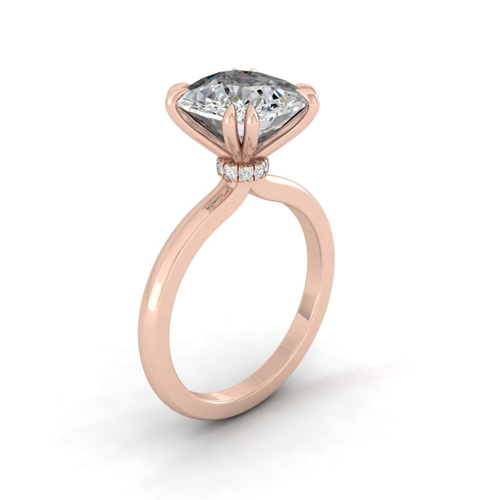 2.0 CT Cushion Moissanite Diamond Hidden Halo Engagement Ring