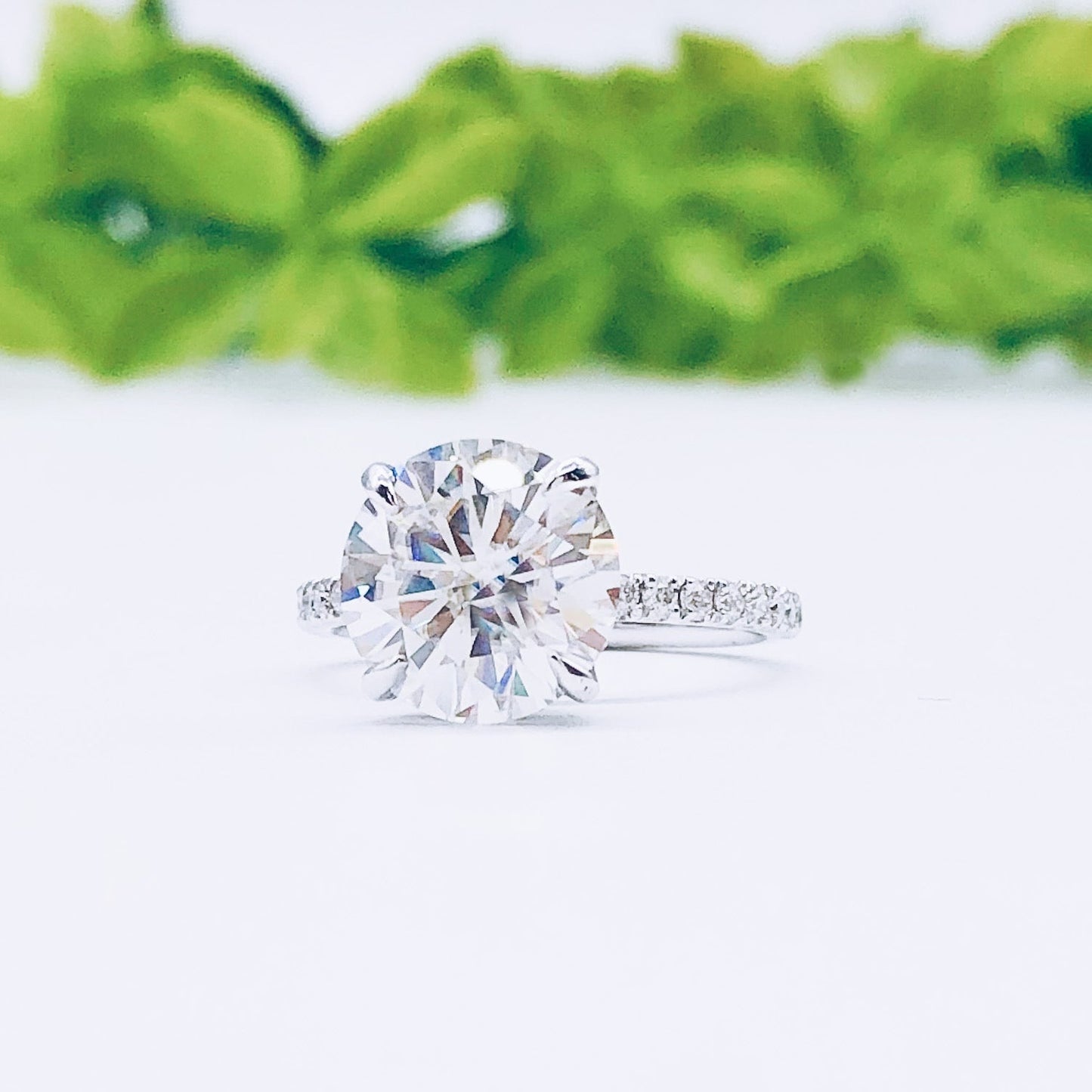 1.85 CT Round Moissanite Diamond Hidden Halo Engagement Ring