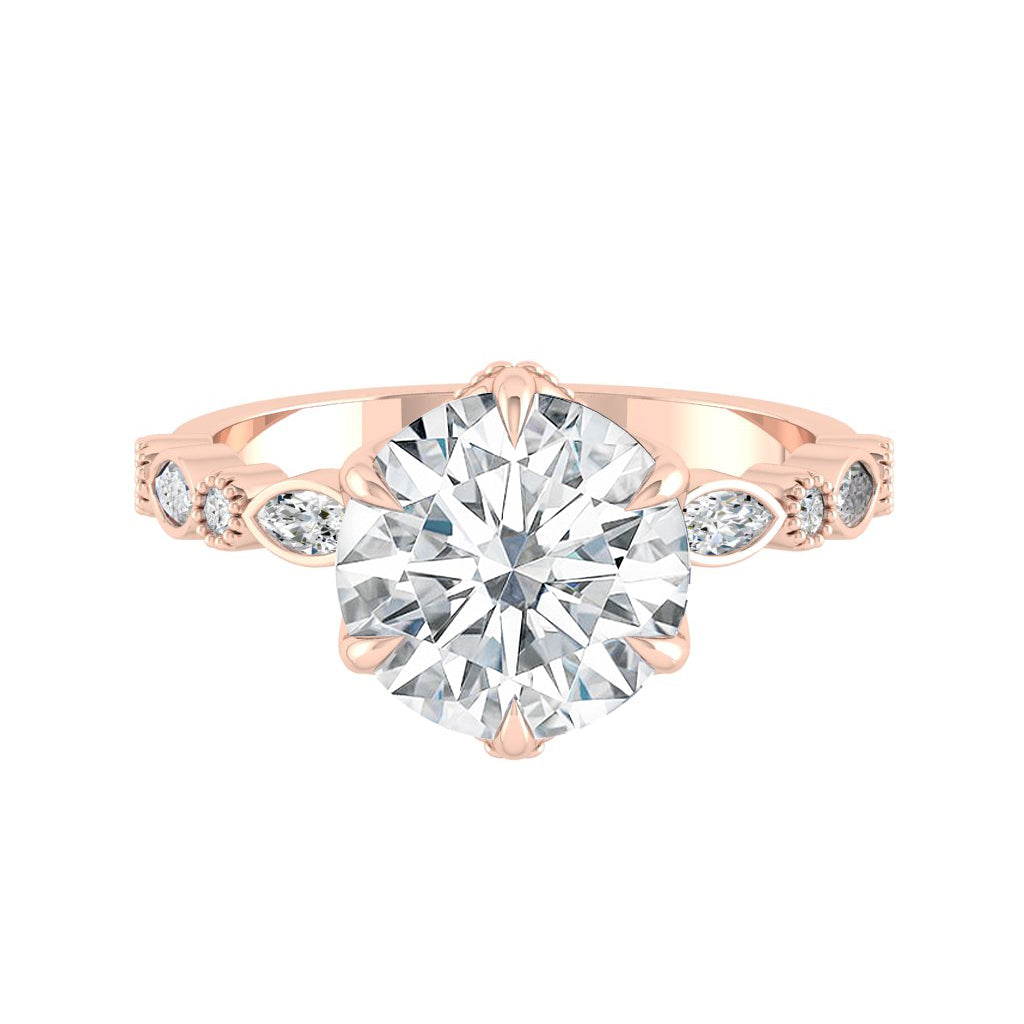 4.11 CT Round Moissanite Diamond Solitaire Engagement Ring