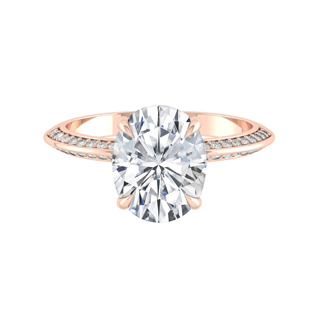 5.18 CT Oval Moissanite Diamond Hidden Halo Engagement Ring