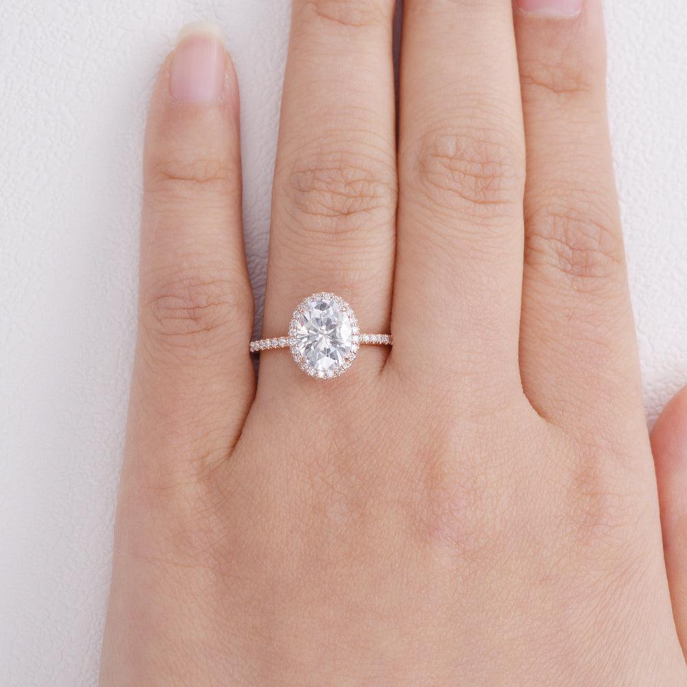 1.91 CT Oval Moissanite Diamond Halo Engagement Ring