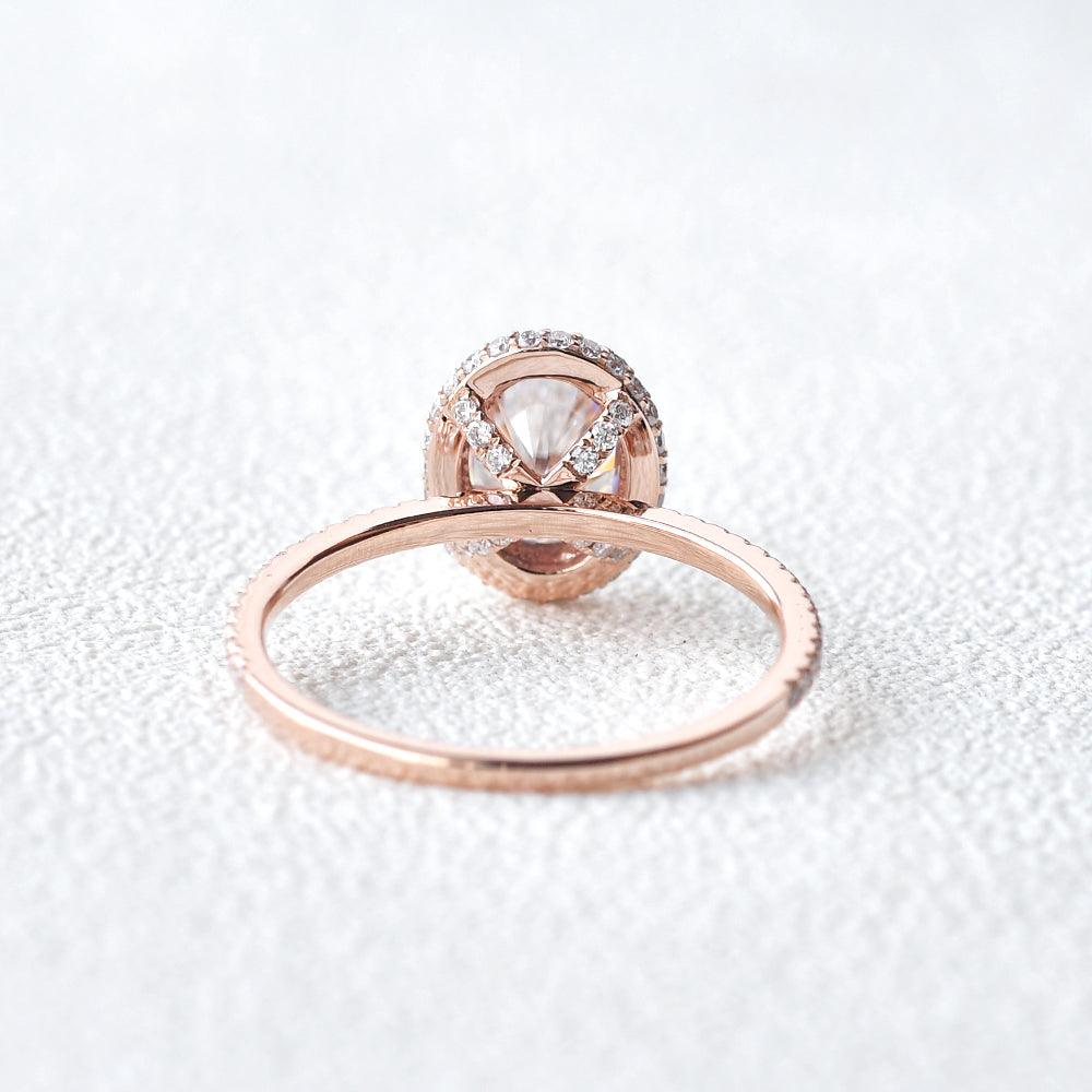 1.91 CT Oval Moissanite Diamond Halo Engagement Ring