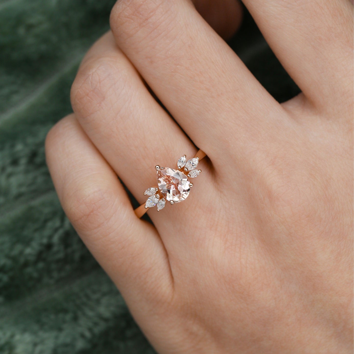 1.52 CT Pear Moissanite Cluster Wedding & Engagement Ring