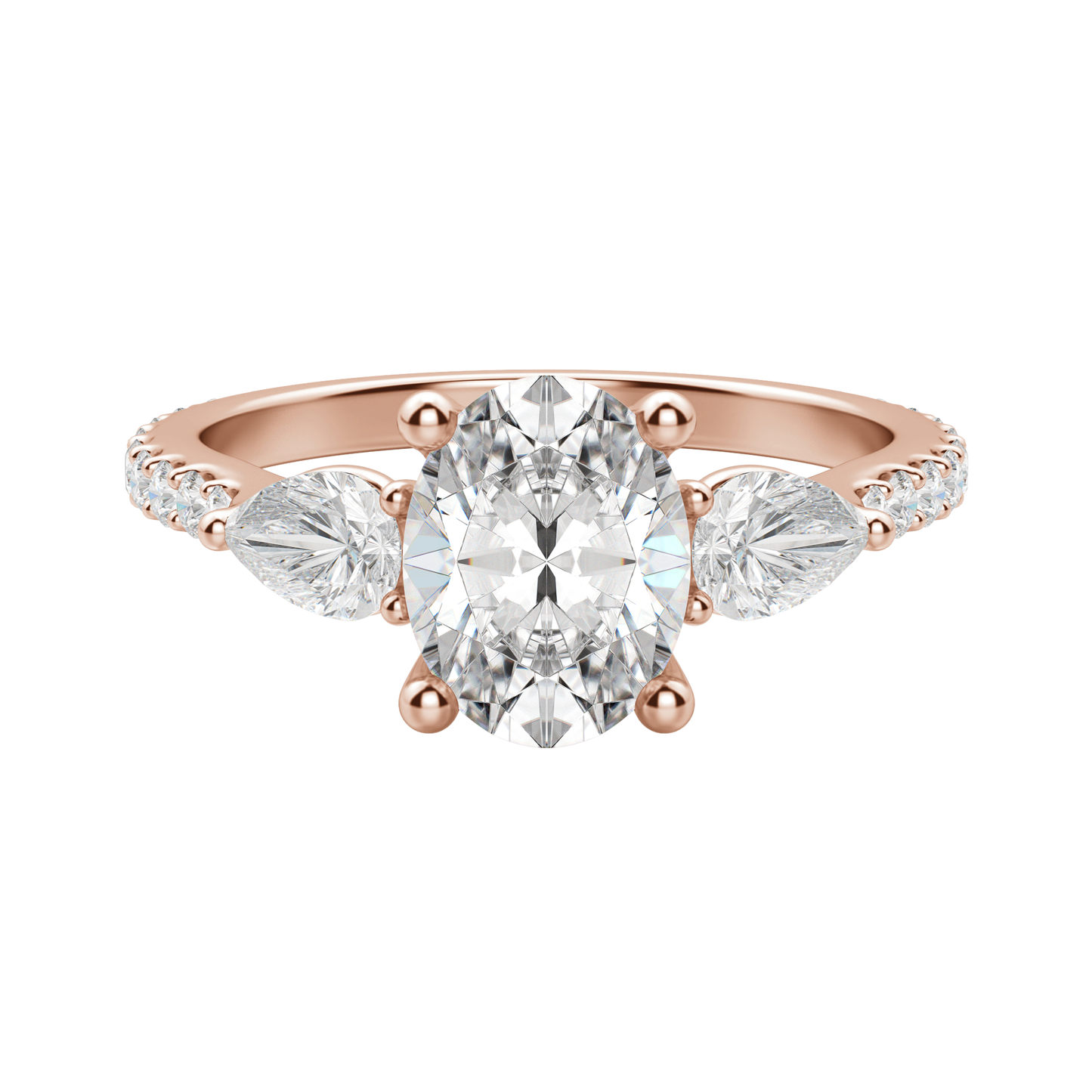 2.10 CT Oval Moissanite Diamond Three Stones Engagement Ring