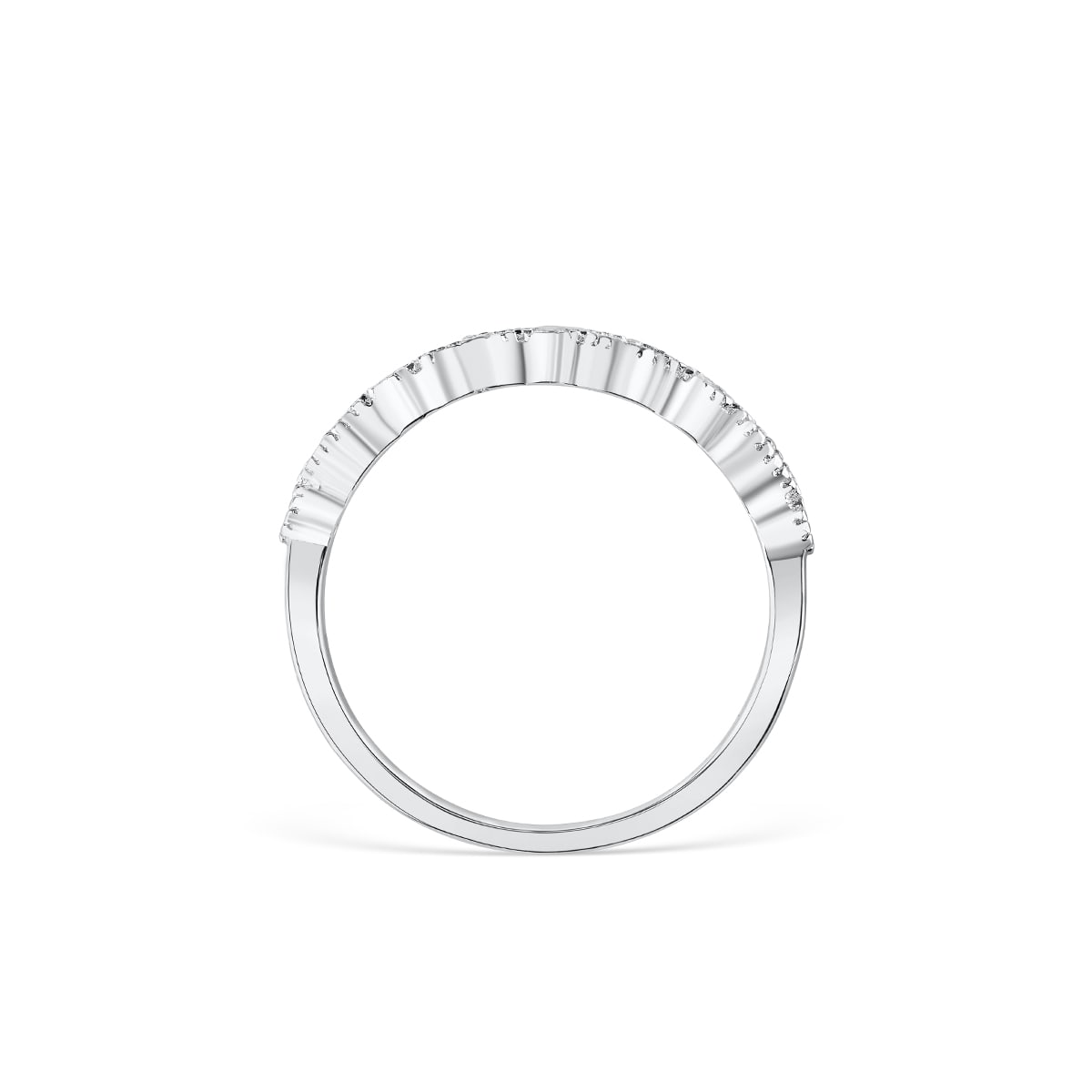 0.16 CT Round Moissanite Diamond Milgrain Wedding Band