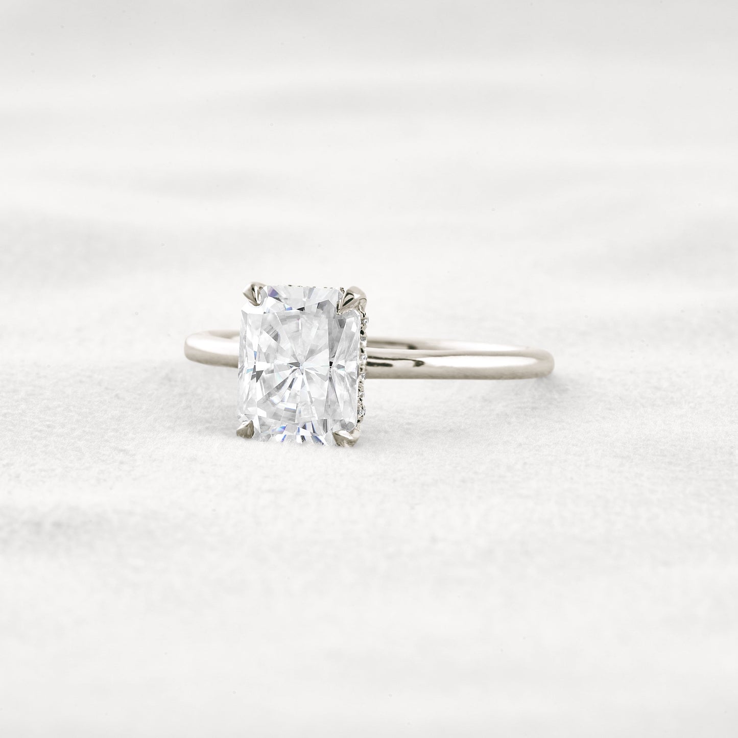 2.3 CT Radiant Cut Solitaire Moissanite Diamond  Engagement Ring
