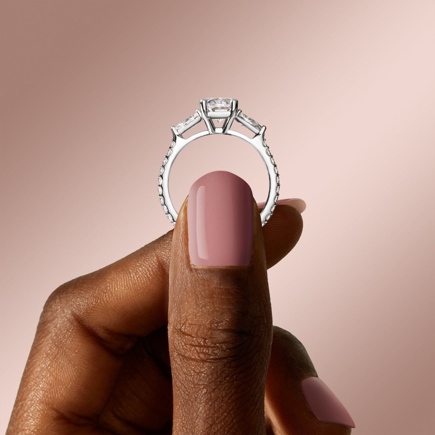 2.10 CT Oval Moissanite Diamond Three Stones Engagement Ring