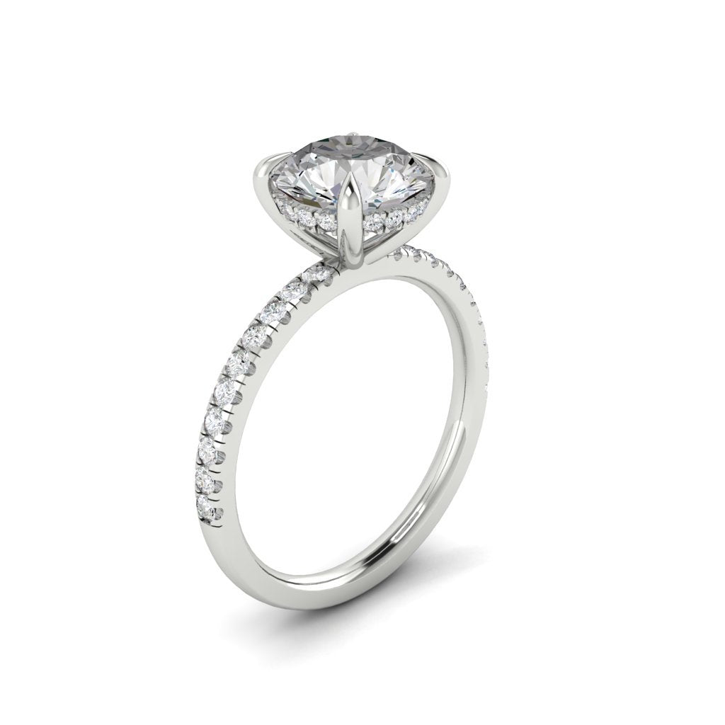 1.85 CT Round Moissanite Diamond Hidden Halo Engagement Ring