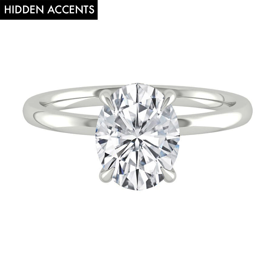 2.72 CT Oval Moissanite Diamond Hidden Halo Engagement Ring