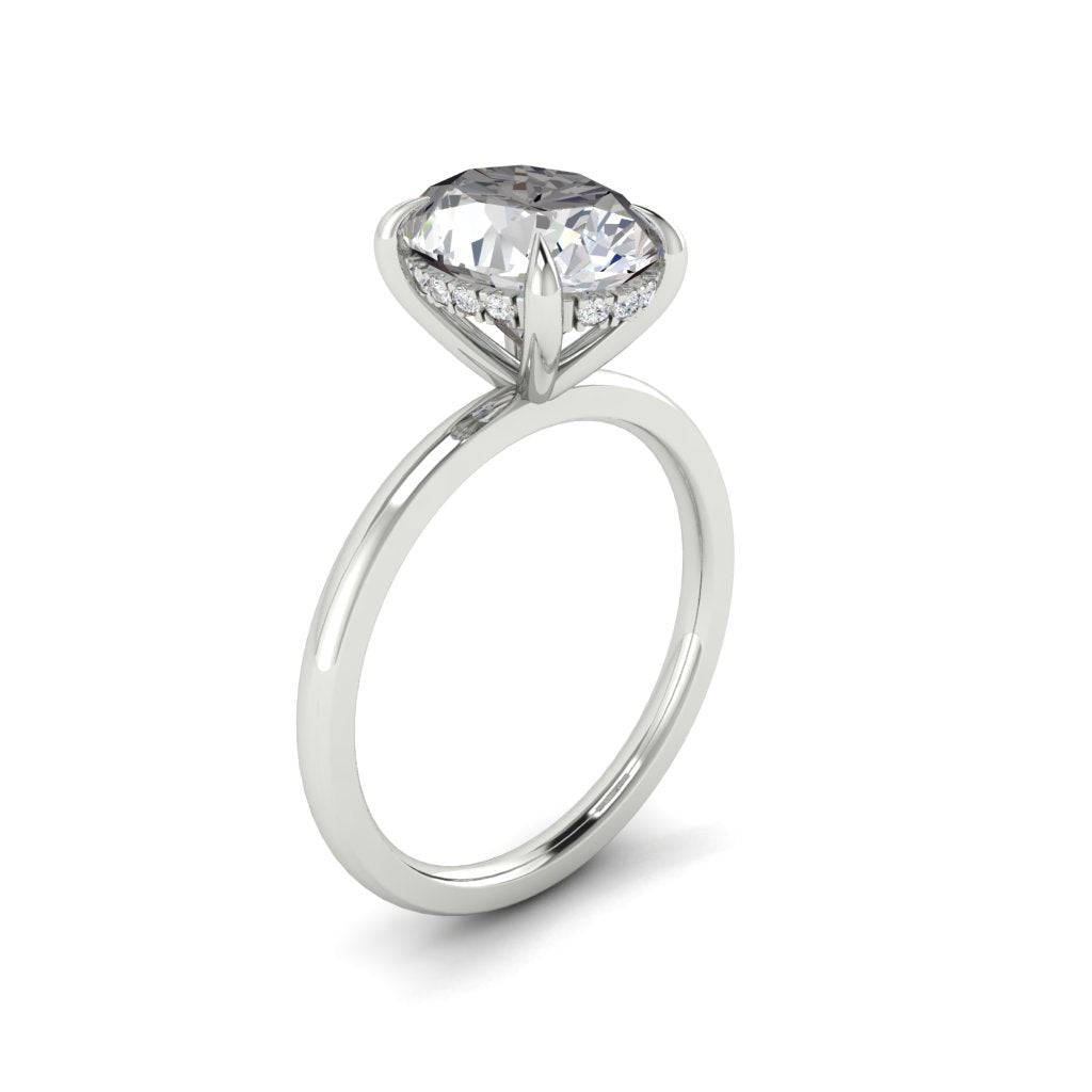 2.72 CT Oval Moissanite Diamond Hidden Halo Engagement Ring