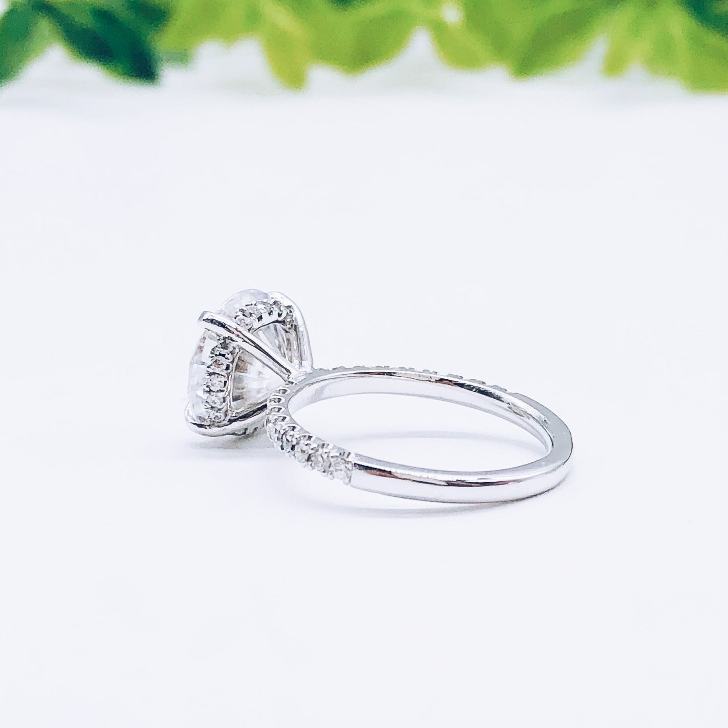 1.85 CT Round Moissanite Diamond Hidden Halo Engagement Ring