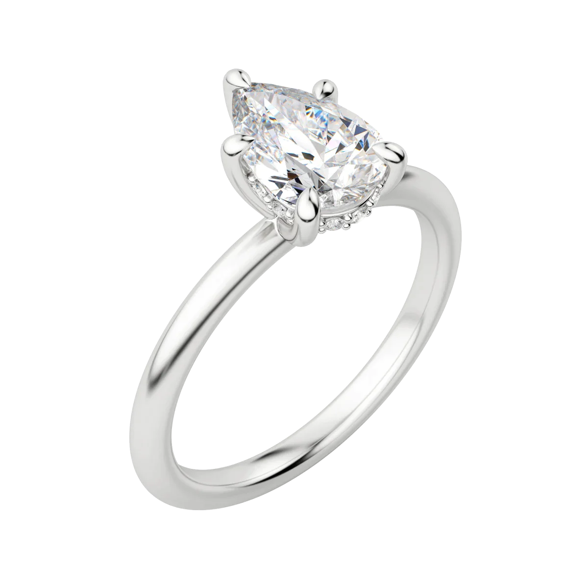 1.33 CT Pear Moissanite Diamond Hidden Halo Engagement Ring