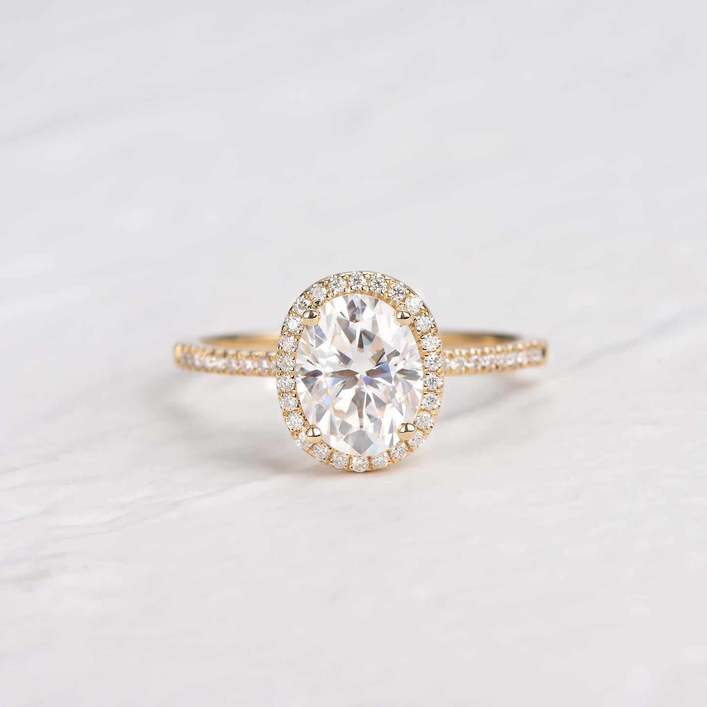 1.91 CT Oval Moissanite Diamond Halo Engagement Ring