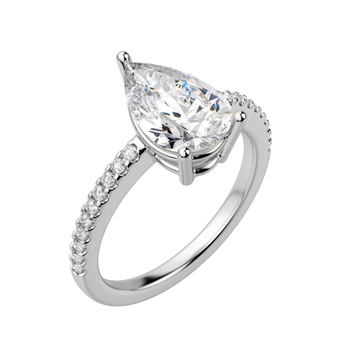 1.33 CT Pear Moissanite Diamond Solitaire Engagement Ring