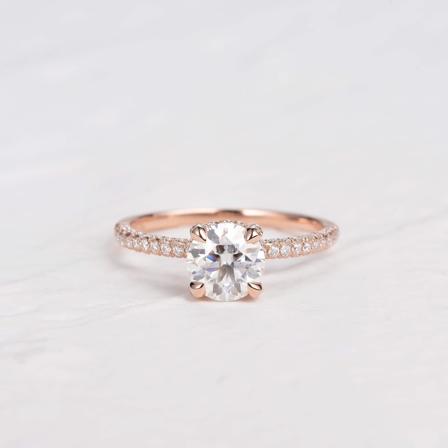 3.2 CT Round Moissanite Diamond Hidden Halo Engagement Ring