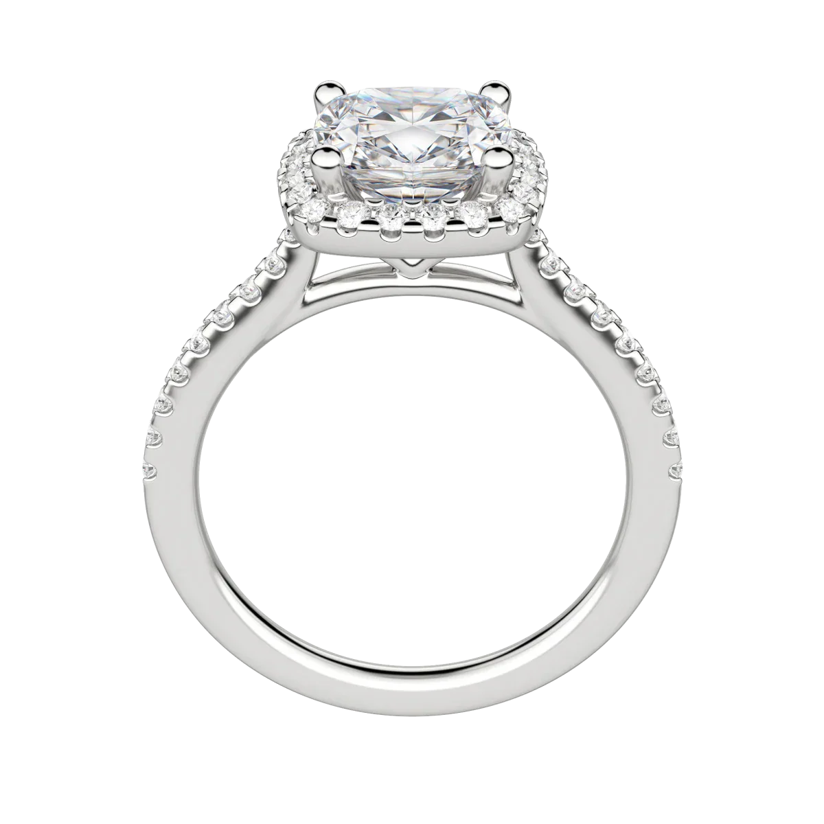 2.15 CT Cushion Moissanite Diamond Halo Engagement Ring