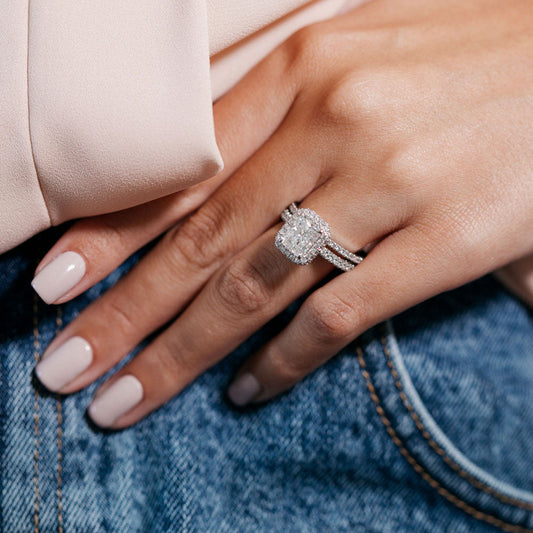 2.43 CT Radiant Moissanite Diamond Halo Engagement Ring