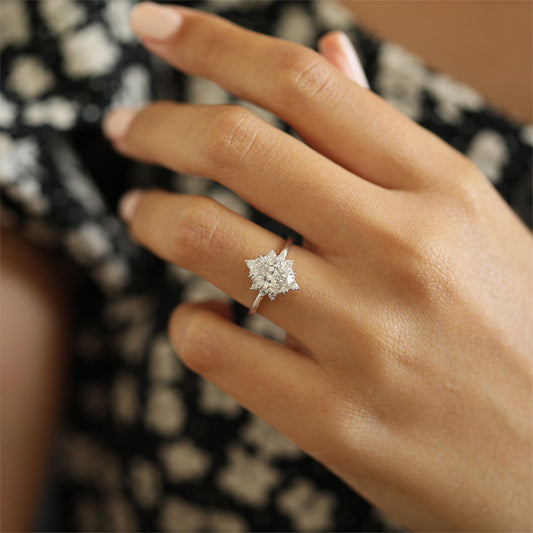 2.1 CT Oval Moissanite Diamond Cluster Engagement Ring