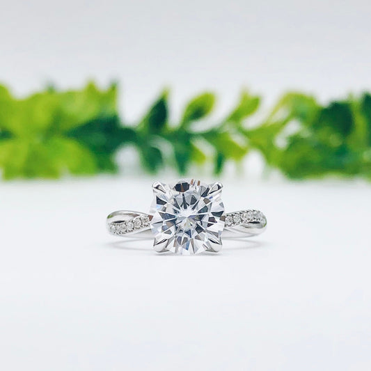 1.85 CT Round Moissanite Diamond Solitaire Engagement Ring