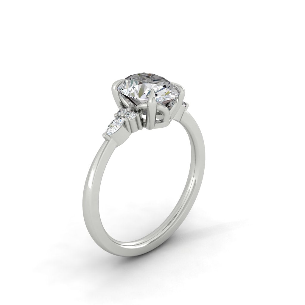 1.91 CT Oval Moissanite Diamond Cluster Engagement Ring