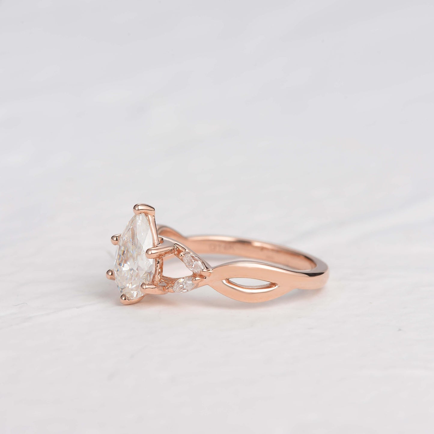 1.52 CT Pear Moissanite Diamond Cluster Engagement Ring