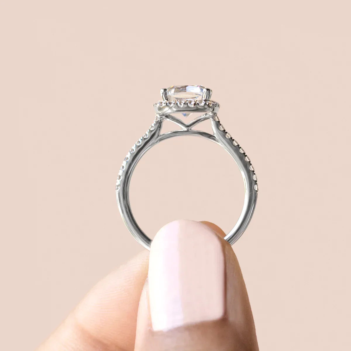 2.15 CT Cushion Moissanite Diamond Halo Engagement Ring