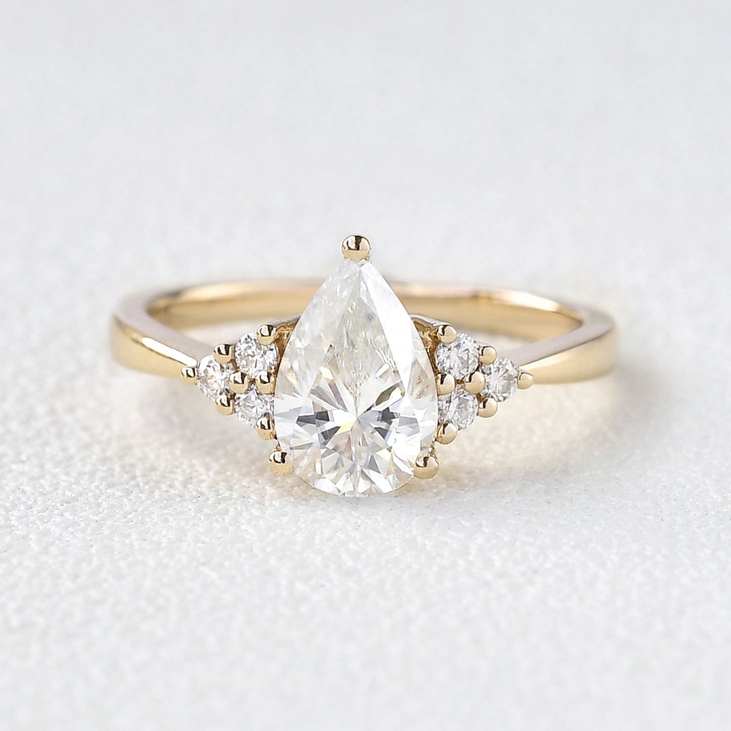 1.52 CT Pear Moissanite Diamond Cluster Engagement Ring