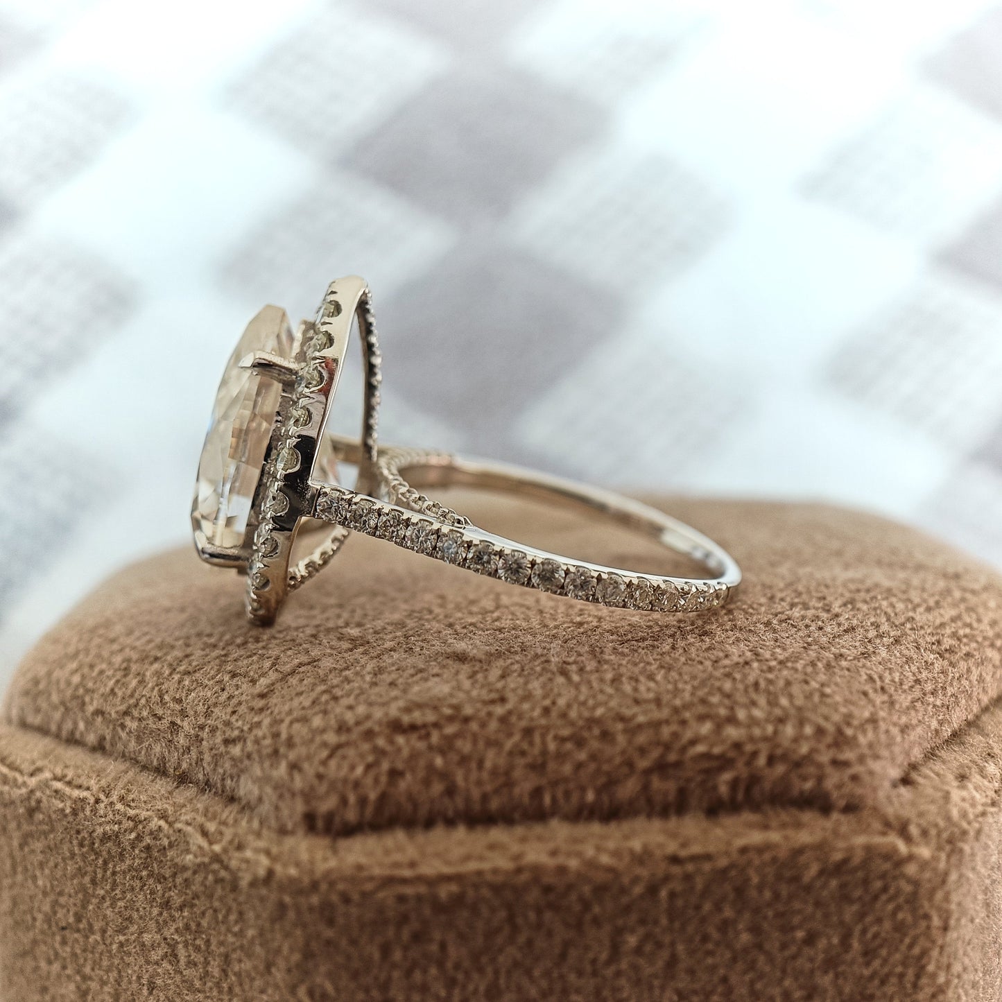 6.51 CT Pear Cut Moissanite Diamond Halo Setting Engagement Ring