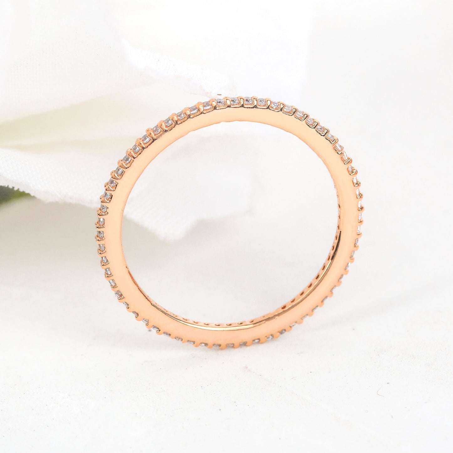 Round Moissanite Full Eternity Wedding Band