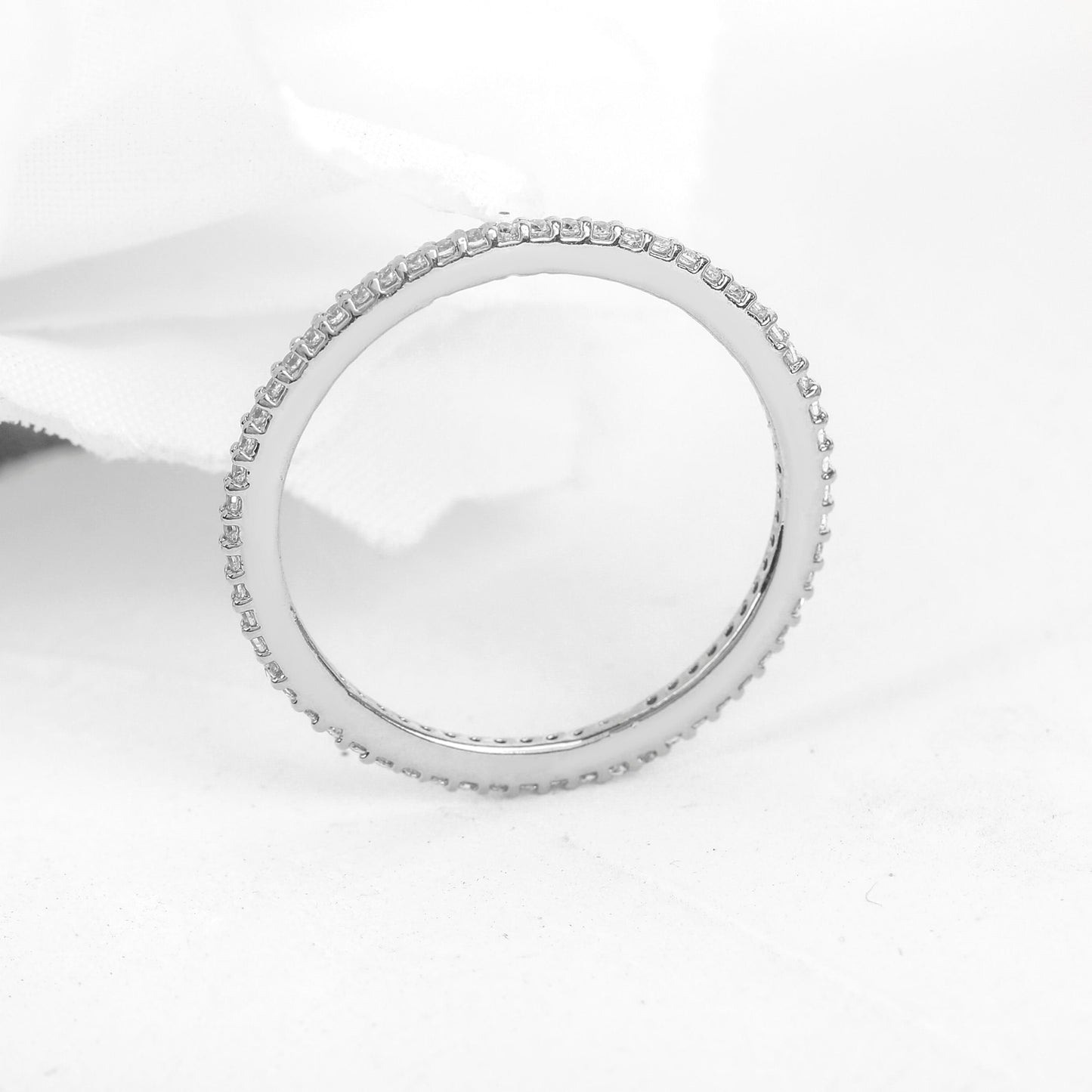 Round Moissanite Full Eternity Wedding Band