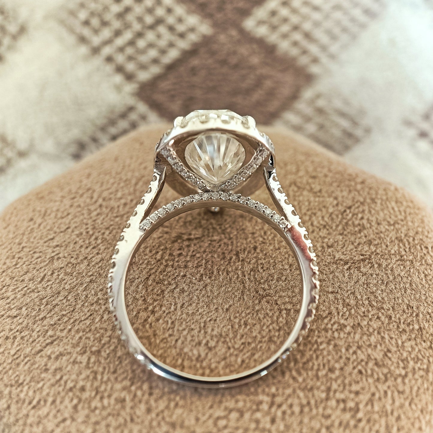 6.51 CT Pear Cut Moissanite Diamond Halo Setting Engagement Ring