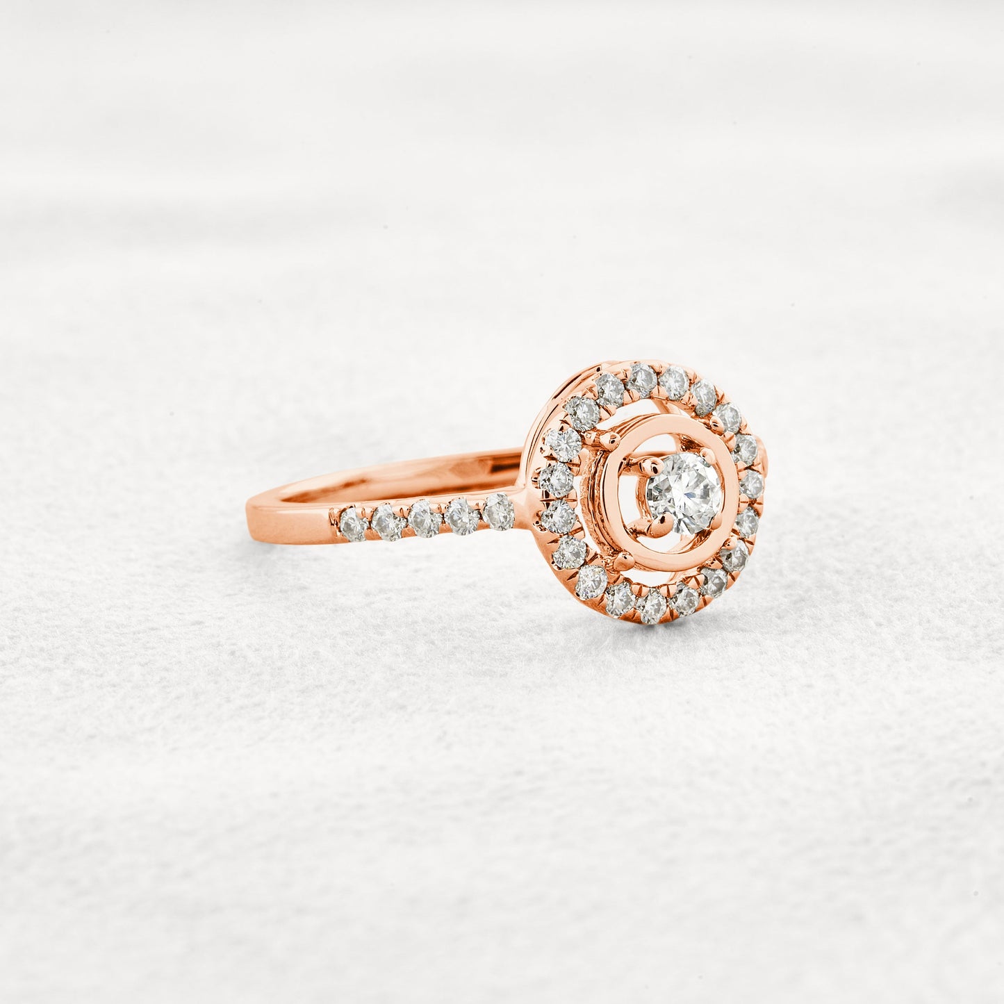 0.1 CT Round Cut Halo Pave Moissanite Engagement Ring