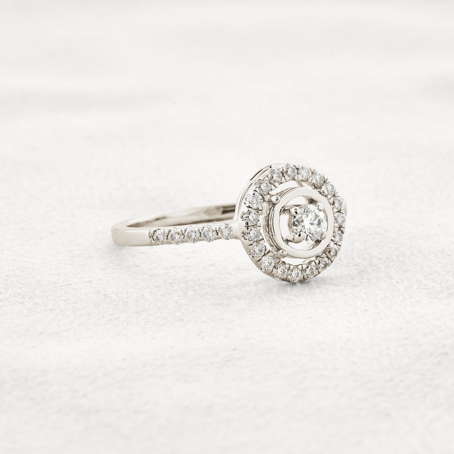 0.1 CT Round Cut Halo Pave Moissanite Engagement Ring
