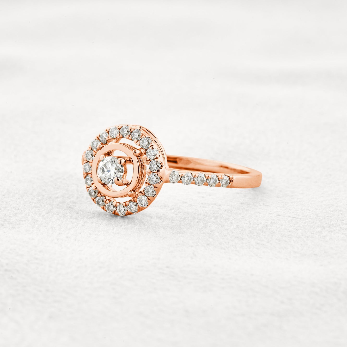 0.1 CT Round Cut Halo Pave Moissanite Engagement Ring