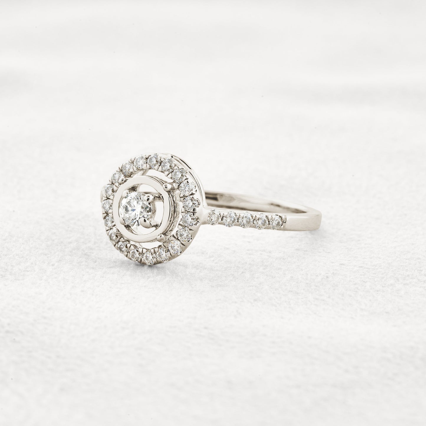 0.1 CT Round Cut Halo Pave Moissanite Engagement Ring