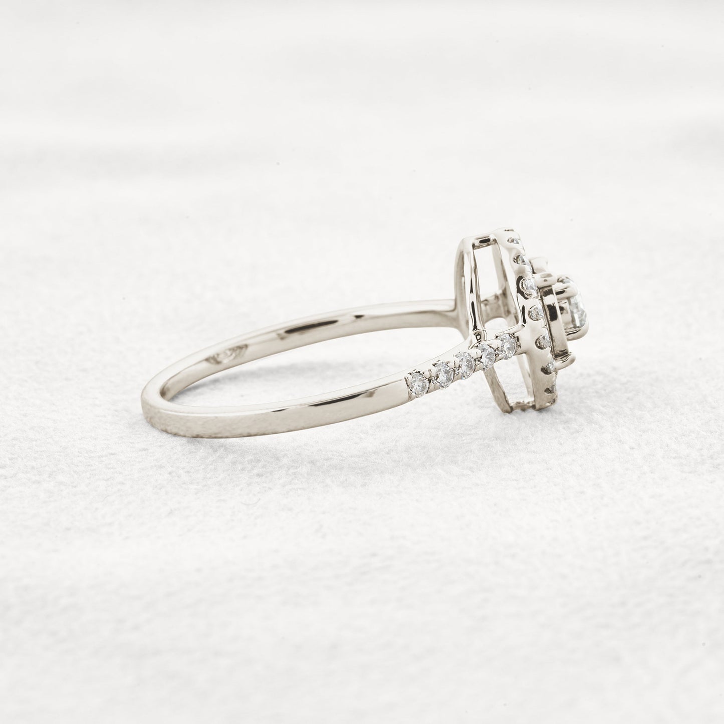0.1 CT Round Cut Halo Pave Moissanite Engagement Ring