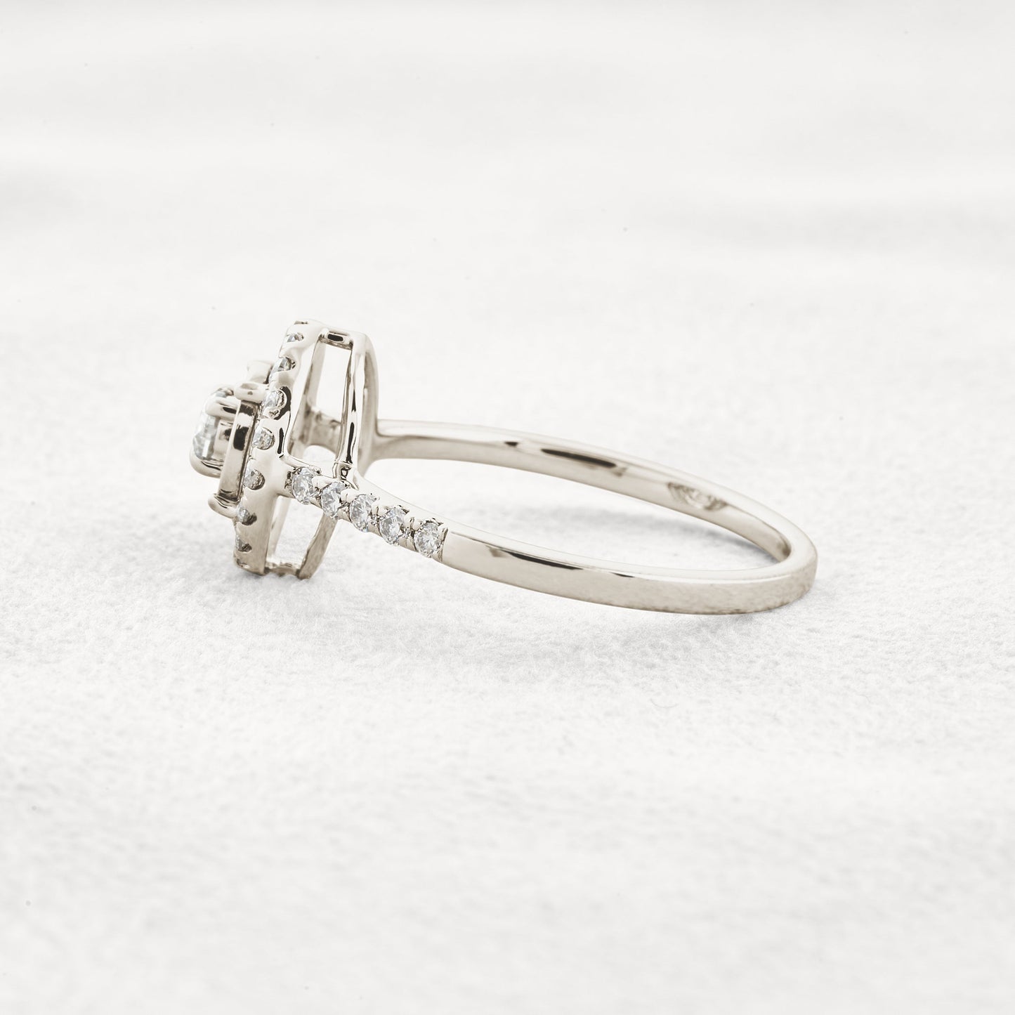 0.1 CT Round Cut Halo Pave Moissanite Engagement Ring