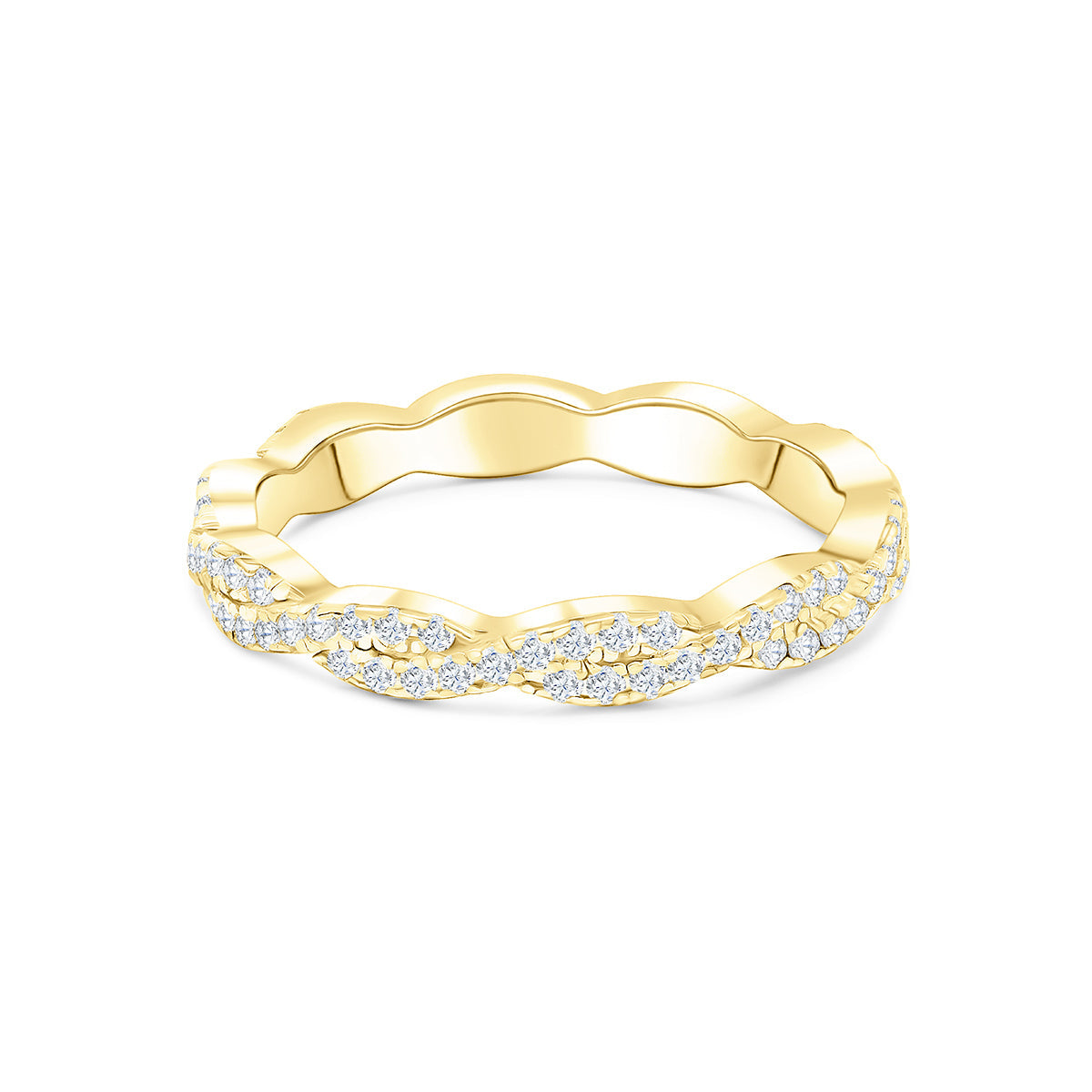 0.34 CT Round Moissanite Diamond Twisted Wedding Band